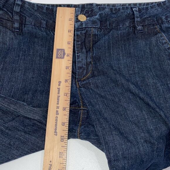 Tory Burch Dark Blue Trouser Shorts Gold Tone Signature Button Zipper Closure - Picture 11 of 14